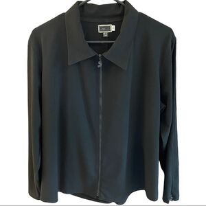 Sympli Collared Zip Front Black Jacket